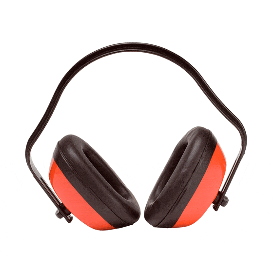 Red headphones with adjustable height and cushioned ear pads